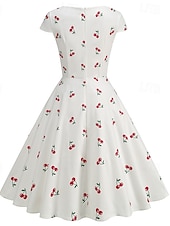 tanie Sukienki-Lata 50. Retro / vintage Rockabilly Do kolan Sukienka kopertowa Sukienka huśtawka Rozkloszowana sukienka Normalny Krótki kimonowy Kwiaty Obcisła i rozszerzona Huśtawka wisząca W serek Strój na bal