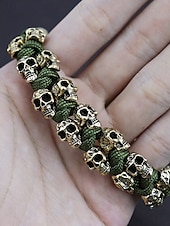 abordables Bijoux pour hommes-Bracelet punk tête de mort pour homme - Bracelet de survie en paracorde tissé à la main, bracelet de motard gothique en métal, bijoux de style rock pour fêtes et concerts