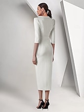 preiswerte Bodenlänge-Blazer-Kleid Meerjungfrau  Trompete Brautmutter Kleid Krepp Smoking Kleid Elegantes Hochgeschnittenes Schalkragen Bodenlang 3/4 Ärmeln mit Gürtel Farbblock Einfarbig 2025