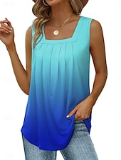 cheap Graphic shop Tank tops &amp; Camis-Women&#039;s Camisole Tank Top Ombre Graphic Color Gradient Stylish Casual Sleeveless Square Neck Regular Tops Daily Ruched Print Pink Blue Green Summer