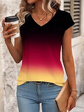 levne Grafický obchod Tank tops &amp; Camis-Dámské Tílko do košilky Tónované Grafika stylové Na běžné nošení Bez rukávů Do V Běžné topy Denní Tisk Rubínově červená Léto