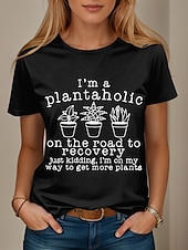 abordables T-shirt Humor &amp; Citations-Femmes T-shirt Graphique Lettre Élégant Occasionnel Manche Courte Col rond Hauts Réguliers Quotidien Week-end Imprimé Noir Blanche Rose Claire Bleu Vert Été Printemps
