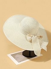 billiga Kvinnors hattar-elegant solhatt med bred brätte för kvinnor – sommarhatt i stråhatt med svart rosett, UV-skydd, hopfällbar floppy hatt för semester, trädgårdsfester och utomhusresor
