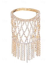 economico Bracciale da donna-braccialetto a catena con strass da donna – guanto con frange di cristallo di lusso per feste, matrimoni ed eventi serali