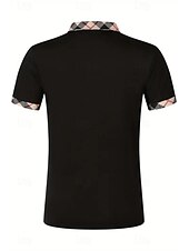 cheap Men&#039;s Classic Polo-Men&#039;s Golf Shirt Golf Polos Shirts Formal Work Lapel Short Sleeve Modern Comfortable Color Block Patchwork Buttons Summer Spring Regular Fit Wine Apricot Black White Dark Navy Orange Golf Shirt