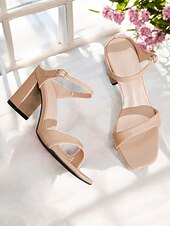 זול סנדלי ערב-סנדלי slingback בלוק עירום לנשים - נעלי עקב מינימליסטיות לדייטים מזדמנים וטיולי קיץ