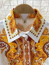 abordables Robes Bohémiennes-Femmes Robe Midi Robe bohème Mode Classique Vacances Sortir Week-end Coupe régulière Fleur manche longue Col de chemise Jaune Été