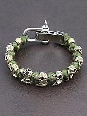 abordables Bijoux pour hommes-Bracelet punk tête de mort pour homme - Bracelet de survie en paracorde tissé à la main, bracelet de motard gothique en métal, bijoux de style rock pour fêtes et concerts