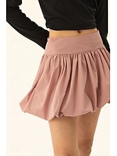 levne Mini sukně-Dámské Sukně Minisukně Módní Mini Střední vzestup Sukně Bez vzoru Nabírané šaty Lehce elastické Dovolená ulice Černá Růžová Velbloudí Šedá Léto Polyester