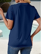 abordables T-shirt Humor &amp; Citations-Femmes T-shirt Graphique Lettre Élégant Occasionnel Manche Courte Col rond Hauts Réguliers Quotidien Week-end Imprimé Noir Vert Véronèse bleu marine Été Printemps
