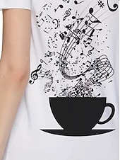 baratos Camiseta de Arte &amp; Design-Mulheres Camiseta Tops de verão Imprimir Gráfico Música Clássico Casual Manga Curta Gola Redonda Tops curtos Diário Final de semana Arco-íris Verão Primavera Outono