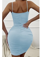 cheap White Graduation Dresses-Women&#039;s Mini Dress White Dress Graduation Dress Bodycon Slip Dress Fashion Party Birthday Date Regular Fit Plain Sleeveless Spaghetti Strap Black White Wine Red Summer