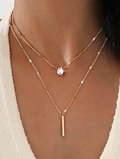abordables Collier pour femme-Collier exquis pour femme avec pendentif goutte d&#039;eau double couche en or, style élégant et simple, adapté aux femmes soucieuses de la mode à porter lors d&#039;occasions décontractées et festives