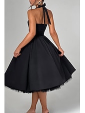 ieftine Rochii de absolvire-Pentru femei Rochii Midi Rochie albă Rochie de absolvire Modă Modern Zi de Naștere Concediu Absolvire Fit regulat Simplu Fără manșon Gâtul halter Negru Alb Roșu-aprins Vară