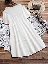 economico Vestiti-Mini abito da donna abito a linea abito estivo casual quotidiano vestibilità regolare grafico in lino simile maniche corte collo a V nero bianco verde militare blu scuro estate