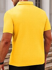 preiswerte Sport-Herren Poloshirts zum Suchbegriff: &quot;Waffel&quot; Golfhemd Arbeit Casual Kargen Kurzarm Basic Modern Glatt Knopf Sommer Frühling Regular Fit Schwarz Weiß Gelb Rote Hellgrau Hellblau Poloshirts zum
