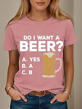 ieftine Umor &amp; Citate tricou-Oktoberfest Pentru femei Tricou Grafic Scrisă Bere Stilat Casual Manșon scurt Rotund Topuri obișnuite Zilnic Sfârșit de săptămână Imprimeu Negru Alb Roz Îmbujorat Albastru piscină Mov Vară Primăvară