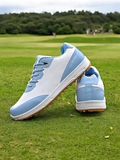 preiswerte Damen Golfschuhe-Damen Turnschuhe Flyknit Schuhe Outdoor Täglich Reise Kontrastfarbe Flacher Absatz Runde Zehe Sport Brautkleider schlicht Komfort Wanderschuhe Kunstleder Fliegendes Weben Schnürsenkel Weiß / Blau