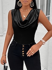 economico Top e canotte da donna-Per donna Canotta Semplice Elegante Moderno Senza Maniche Scollo a Cascata Top Regolari Quotidiano Ferie Nero Rosa Arancione Albicocca Estate