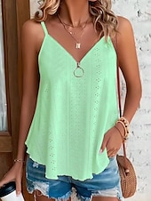 abordables Débardeurs et camisoles femme-Débardeur en camisole pour femmes couleur solide élégant décontracté sans manches bretelle débardeurs réguliers fermeture éclair œillet blanc jaune rose bleu violet été
