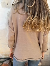 preiswerte Einfarbige Farben-Damen Pullover Täglich Stilvoll Lässig Einfarbig Gerippt V Ausschnitt Tasche Gestrickt Langarm Normale Oberteile Stricken Outdoor Täglich Schwarz Weiß Sommer Frühling