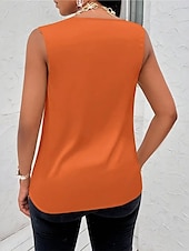 economico Top e canotte da donna-Per donna Canotta Semplice Elegante Moderno Senza Maniche Scollo a Cascata Top Regolari Quotidiano Ferie Nero Rosa Arancione Albicocca Estate