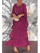 economico Abiti da festa-Per donna Vestito longuette Abito casual Abito stampato Di tendenza Manica a pipistrello Esterno Da mare Fine settimana Standard Liscio Fiore decorativo Mezza manica Girocollo Rosso Verde Grigio