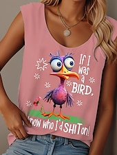 ieftine Tricou fără mâneci cu umor și citate-Pentru femei Camisole Tank Top Grafic Scrisă graffiti Zilnic Casual Fără manșon Stil Nautic Scoateți gâtul Topuri obișnuite Zilnic Imprimeu Negru Alb Roz Îmbujorat Albastru piscină Mov Vară Bird