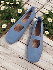 economico Ballerine da donna-ballerine mary jane flyknit da donna – comode scarpe slip-on con punta quadrata per l&#039;estate e l&#039;uso quotidiano