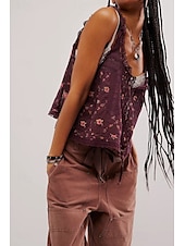cheap Lace Tops-Women&#039;s T Shirt Blouse Plain Fashion Sleeveless V Neck Regular Tops Going out Weekend Lace Black White Brown Green Summer