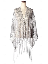 preiswerte Schals &amp; Umhänge-Retro Vintage Goldene Zwanziger 1920er Schal Wickeln Schals Der große Gatsby Flapper-Mädchen Pailletten Quastenfransen Damen Karneval Hochzeit Abendgesellschaft Maskerade Erwachsene Schal