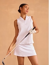 cheap Polos &amp; Quarterzips-Women&#039;s Golf Polo Shirt Baby blue Lake blue Black Sleeveless Top Ladies Golf Attire Clothes Outfits Wear Apparel