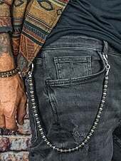 economico Cinture da uomo-"catena per pantaloni da uomo con perline - stile vintage goth rock per motociclisti, punk e moda di strada"