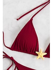 olcso Bikiniszettek-Női Fürdőruha Bikini 2 darab Fürdőruha Nyitott hátú Tropikus Strandruházat Sima Kötőfék nyaka Ujjatlan Fürdőruhák