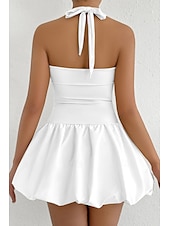 ieftine Rochii de absolvire-Pentru femei Rochie Mini Rochie albă Rochie de absolvire Rochie cu decolteu Modă Modern Absolvire Dată Petrecere ceai Fit regulat Simplu Fără manșon Gâtul halter Roz Deschis Negru Alb Roșu-aprins Vară