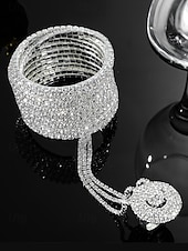 cheap Women&#039;s Bracelet-Luxury Rhinestone Hand Chain Bracelet with Ring – Sparkling Statement Jewelry for Women, Perfect for Weddings, Parties and Gala Events