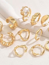 economico Anelli da donna-set di anelli in oro statement per donna – anelli vintage alla moda e massicci impilabili, gioielli di moda per feste, matrimoni e uso quotidiano