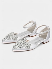 abordables Officiel-ballerines à bout pointu ornées de pierres précieuses vertes – chaussures de mariage et de soirée pour femmes de style vintage