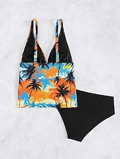 abordables Tankinis-Maillots de bain femmes Bikini 2 pièces Maillot de bain échancré Sans dos Slim Vêtements de plage Vacances Floraux Col halter Sans manches