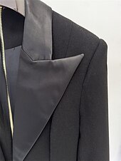 preiswerte Mamas Kleider-Kleid Mutter der Braut Kleid Elegant Partykleid Schwarzes Hemdkragen Bodenlänge Polyester Langärmel mit Kristallperlen
