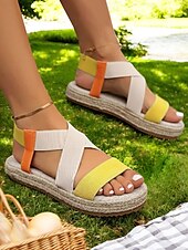 cheap Vacation Sandals-Women&#039;s Colorful Espadrille Platform Sandals – Stylish and Comfortable Strappy Summer Sandals for Casual Outfits and Beach Vacations