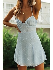 economico Abiti di Laurea-Per donna Mini Abito Abito Bianco Abito da laurea Abito Sottoveste Moda Moderno All&#039;aperto Compleanno Data Vestibilità regolare Semplice Senza Maniche Spalline sottili Bianco Azzurro Estate