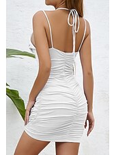 economico Abiti di Laurea-Per donna Mini Abito Abito Bianco Abito da laurea Abito Sottoveste Moda Compleanno Ferie Data Vestibilità regolare Semplice Senza Maniche Spalline sottili Nero Bianco Vino Viola chiaro Estate