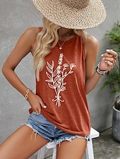 ieftine Tricou fără mâneci cu umor și citate-Pentru femei Camisole Tank Top Grafic Scrisă Stilat Casual Fără manșon Stil Nautic Topuri obișnuite Zilnic Imprimeu Alb Roz Îmbujorat Portocaliu Trifoi Vară