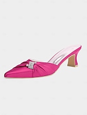 economico tacchi kitten-mules da donna con tacco a gattino impreziosite da fiocco in raso dorato – eleganti scarpe slip-on a punta per la sera e l&#039;appuntamento serale