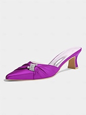 economico tacchi kitten-mules da donna con tacco a gattino impreziosite da fiocco in raso dorato – eleganti scarpe slip-on a punta per la sera e l&#039;appuntamento serale