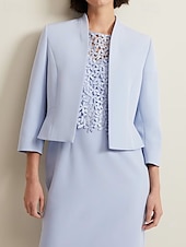 preiswerte Mit Jacke-Etui  Säule Mutter der Braut Kleid Elegantes einfaches Rundhals Tee-Länge Krepp 3/4-Länge Arm mit Spitze Uni-Farbe 2025