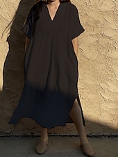 abordables Vestidos de playa-Bañadores para Mujeres Cubierta Vestido de Baño Bañador con Bolsillo Vacaciones Playa Ropa de Color Sólido Cuello en V Mangas Cortas Trajes de Baño