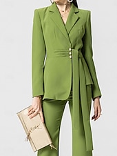 preiswerte Hosenanzüge für Mama-Hosenanzug Mutter der Braut Kleid Elegantes Hemdkragen Knöchellang Polyester Langarm mit Knöpfen Einfarbig