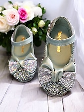 billige Blomsterjente-jenteglittersløyfe mary jane sko - glitrende rhinestone leiligheter for fester og bryllup